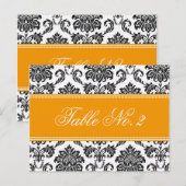 Numéro de table Mariage damassé orange (Devant / Derrière)