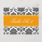 Numéro de table Mariage damassé orange (Dos)