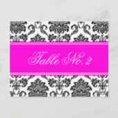 Numéro de table Mariage damassé rose (Dos)