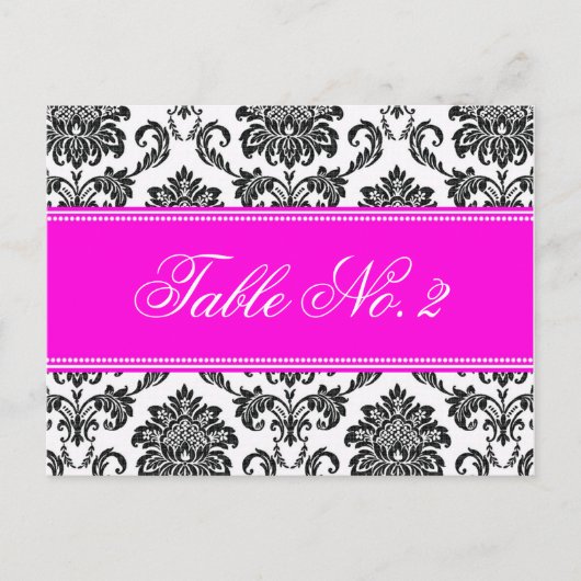 Numéro de table Mariage damassé rose (Devant)