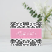 Numéro de table Mariage damassé rose (Debout devant)