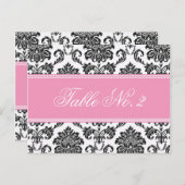 Numéro de table Mariage damassé rose (Devant / Derrière)