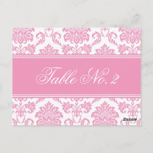 Numéro de table Mariage damassé rose (Dos)