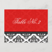 Numéro de table Mariage damassé rouge (Dos)