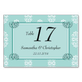 Numéro De Table Mariage damassé turquoise (Dos)