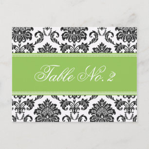Numéro de table Mariage damassé verte