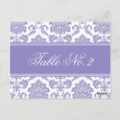 Numéro de table Mariage damassé violet (Dos)