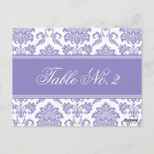 Numéro de table Mariage damassé violet (Dos)