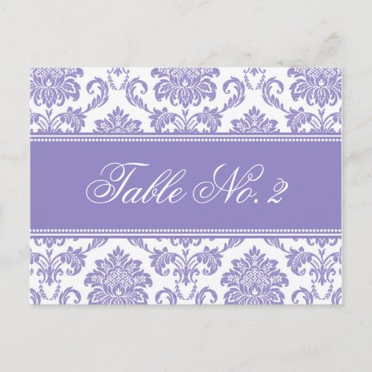 Numéro de table Mariage damassé violet (Devant)