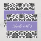 Numéro de table Mariage damassé violet (Devant / Derrière)