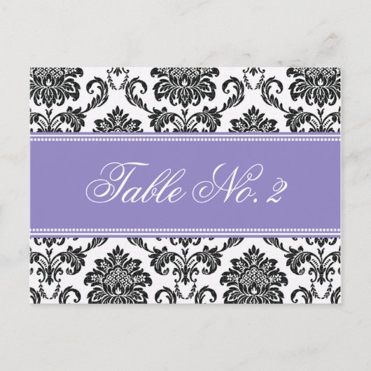 Numéro de table Mariage damassé violet (Devant)