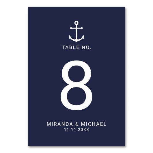 Numéro De Table Mariage d'Ancre bleu marine moderne (Par défaut)