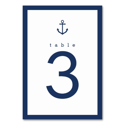 Numéro De Table Mariage d'Ancre bleu marine Numéro de tableau (Dos)