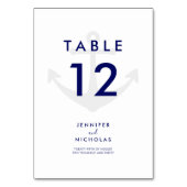 Numéro De Table Mariage d'ancre marine bleu marine moderne (Dos)