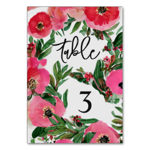 Numéro De Table Mariage d'anémone aquarelle