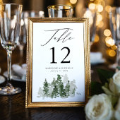 Numéro De Table Mariage dans une forêt de pins rustique