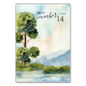 Numéro De Table Mariage d'aquarelle À feuillage persistant du lac (Par défaut)