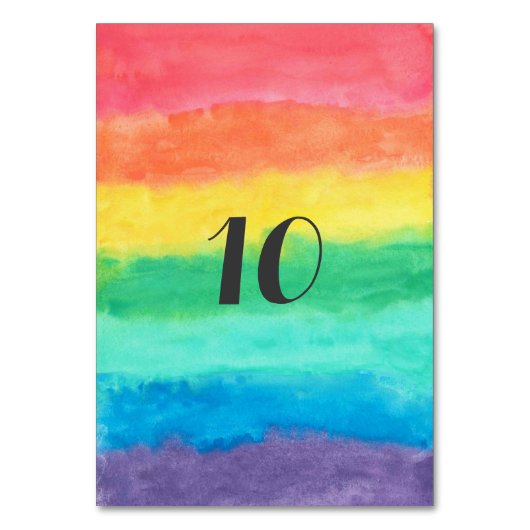 Numéro De Table Mariage d'aquarelle arc-en-ciel (Par défaut)