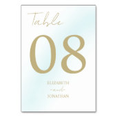 Numéro De Table Mariage d'aquarelle bleu (Dos)