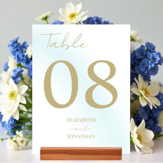 Numéro De Table Mariage d'aquarelle bleu