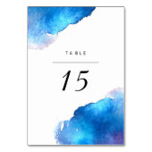 Numéro De Table Mariage d'aquarelle bleu (Dos)