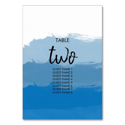 Numéro De Table Mariage d'aquarelle bleu de plage Numéro de tablea (Dos)