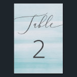Numéro De Table Mariage d'aquarelle bleu marine. Plage minimaliste<br><div class="desc">Guidez vos invités dans le style avec cette carte de numéro de table mariage d'aquarelle bleue. Doté d'une élégante typographie de script et d'un arrière - plan d'inspiration nautique douce, ce design est parfait pour les mariages côtiers, balnéaires, yacht club ou de plage. Les tons bleu foncé et frais en...</div>