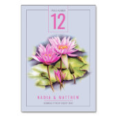 Numéro De Table mariage d'aquarelle bleu nénuphar (Dos)