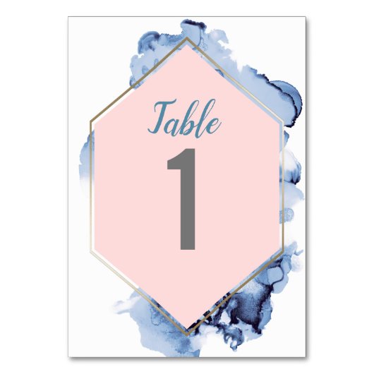 Numéro De Table Mariage d'aquarelle bleu rose vif (Par défaut)