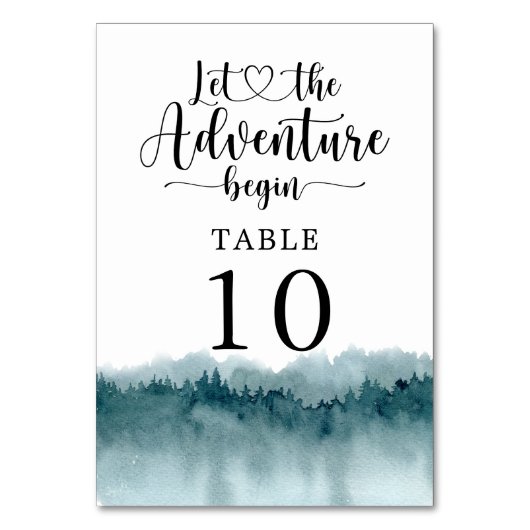 Numéro De Table Mariage d'aquarelle de forêt (Dos)
