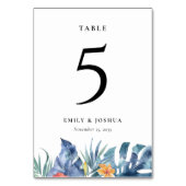 Numéro De Table Mariage d'aquarelle d'été florale tropicale (Dos)