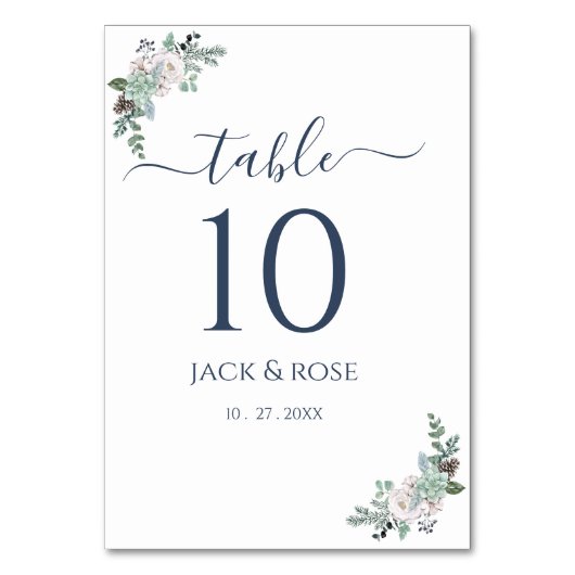 Numéro De Table Mariage d'aquarelle d'hiver (Par défaut)