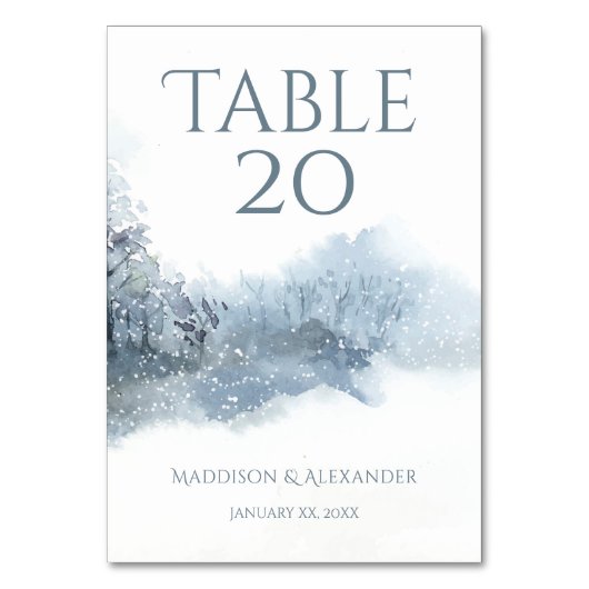 Numéro De Table Mariage d'aquarelle douce bleu et blanc (Par défaut)