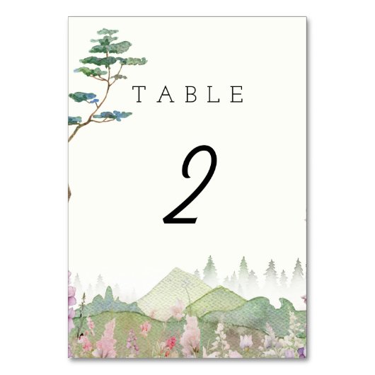 Numéro De Table Mariage d'aquarelle fleur sauvage Mountain (Par défaut)
