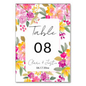 Numéro De Table Mariage d'aquarelle florale du printemps (Par défaut)