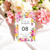 Numéro De Table Mariage d'aquarelle florale du printemps