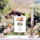 Numéro De Table Mariage d'aquarelle florale dynamique