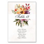 Numéro De Table Mariage d'aquarelle florale dynamique (Dos)