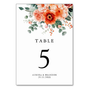 Numéro De Table Mariage d'aquarelle florale moelleuse