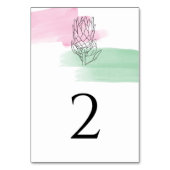 Numéro De Table Mariage d'aquarelle King Protea (Dos)