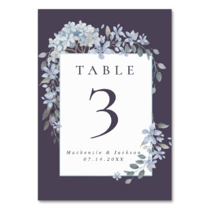 Numéro De Table Mariage d'aquarelle marine Blue Hydrangeas Frame