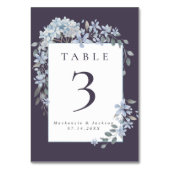 Numéro De Table Mariage d'aquarelle marine Blue Hydrangeas Frame (Dos)