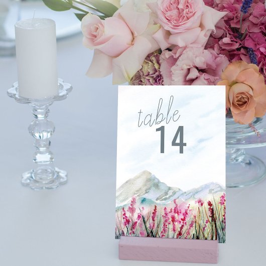 Numéro De Table Mariage d'aquarelle Mountain Meadow
