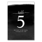 Numéro De Table Mariage d'aquarelle noir et blanc (Dos)