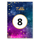 Numéro De Table Mariage d'aquarelle Peacock bleu or moderne (Dos)