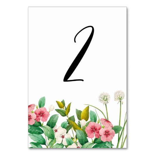 Numéro De Table Mariage d'aquarelle périphérique fleur sauvage (Dos)