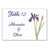 Numéro De Table Mariage d'aquarelle Purple & Gold Iris (Devant)