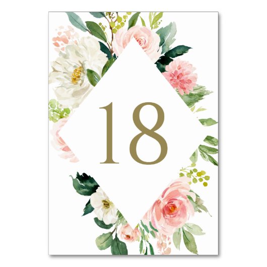 Numéro De Table Mariage d'aquarelle romantique (Dos)