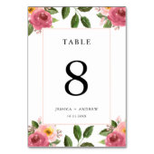 Numéro De Table Mariage d'aquarelle rose pâle (Dos)