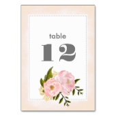 Numéro De Table Mariage d'aquarelle rose pâle (Dos)